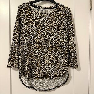 Tommy Bahama Leopard Print Long Sleeve Cotton Top Size Small Women’s